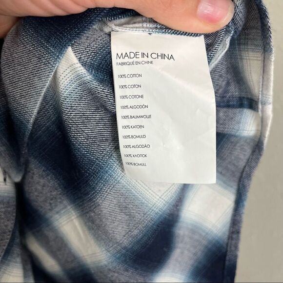 Club Monaco Evira Cotton Plaid Flannel Ruffle Button Down Shirt - Picture 7 of 9